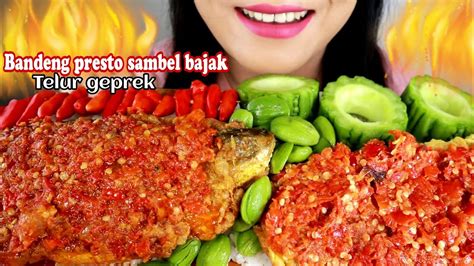 ASMR SAMBEL BAJAK BANDENG PRESTO TELUR GEPREK PETE ASMR MUKBANG