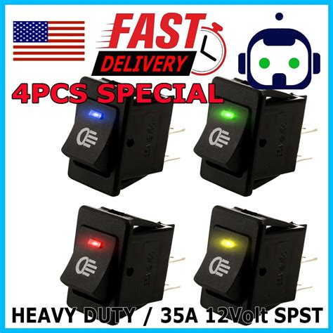 4 PCS 12V 35A Universal Car Fog Light Rocker Switch LED Dash Dashboard