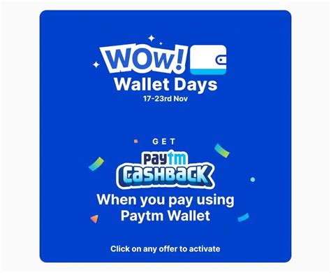 Paytm Wow Wallet Days Offer Free Cashback Cashback Points