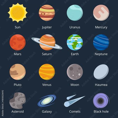 Different Planets Of Solar System Illustration Of Space In Cartoon