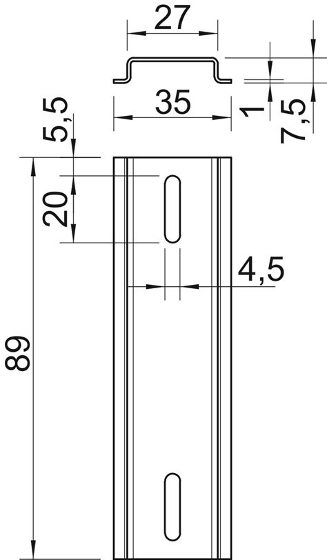 Carril DIN 35 X 7 5 Mm 89 Para T60 Largo Y T100 Transversal Acero