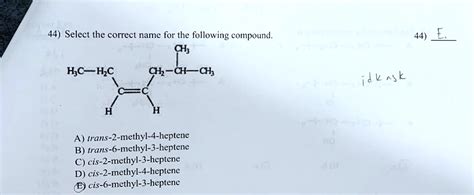 44 Select The Correct Name For The Following Compound 44 5 Hchzc Ab A0