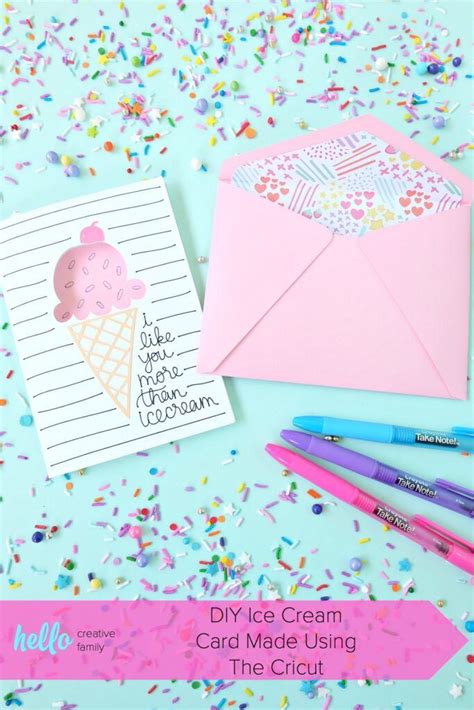 Diy Ice Cream Card Made Using The Cricut Simple Cards Handmade Card