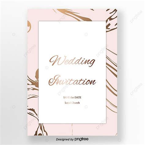 Pink Simple Rose Gold Marble Wedding Invitation Letter Template