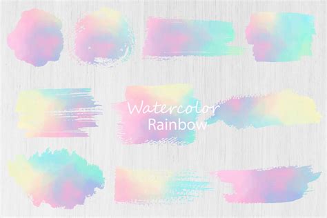 Rainbow Brush Strokes Clip Art Graphic By Future Art Print Creative