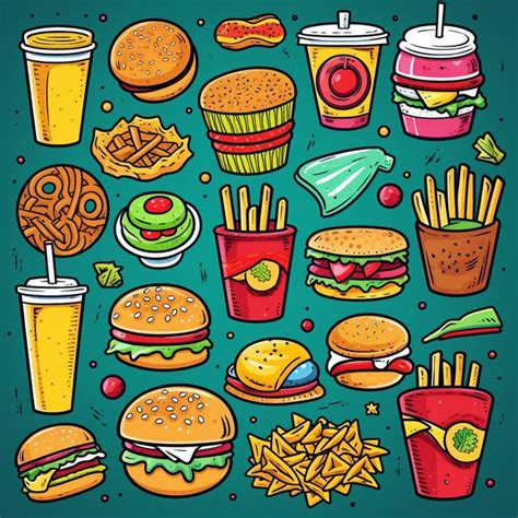 Burger Essen Vektor Hamburger Illustration Symbol Restaurant Pizza Fast