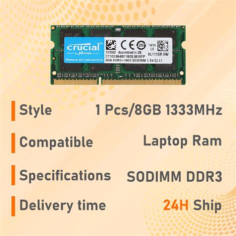 【สินค้าเฉพาะจุด】crucial 4gb8gb Laptop Ram Ddr3 1600mhz Sodimm Pc3