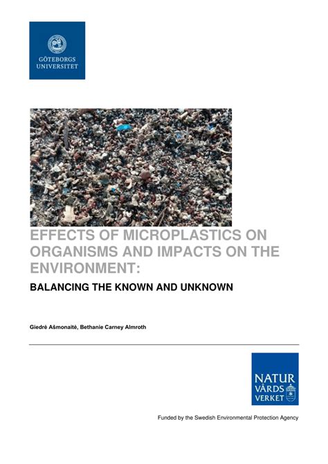 Pdf Effects Of Microplastics On Organisms And Impacts On The