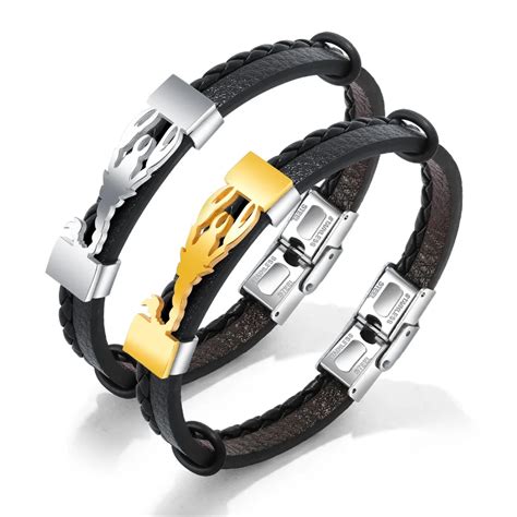 Creative Trendy Multi Layer Scorpion Black Leather Bracelet For Men