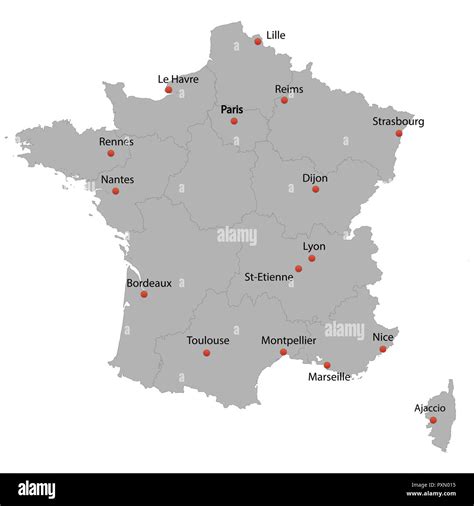 Carte Détaillée De La France Avec Les Villes Image Vectorielle Stock