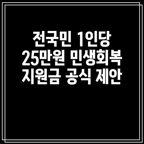 전국민 1인당 25만원 민생회복 지원금 공식 제안