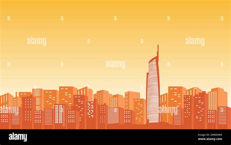 City Panoramic Silhouette With View Of Buildings And With Almas Tower