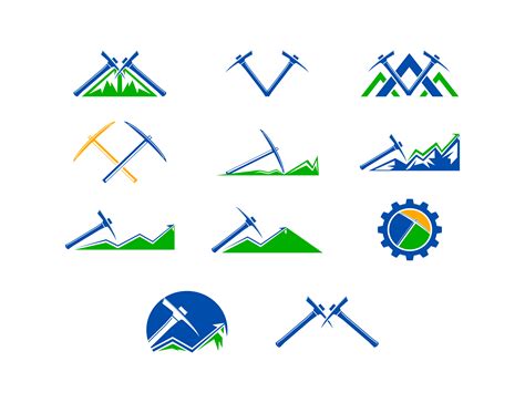 Set Of Mining Logos Graphic By Meisuseno · Creative Fabrica