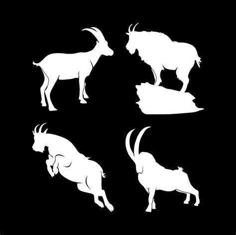 Mountain Goat Ibex Chamois Sheep Capra Silhouette Collection Vector Design 8608502 Vector Art at ...