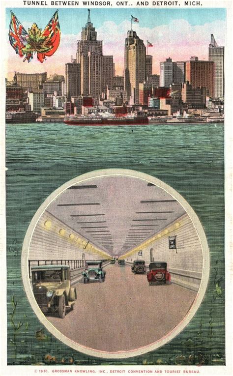 Vintage Postcard S Tunnel Between Windsor Ontario And Detroit