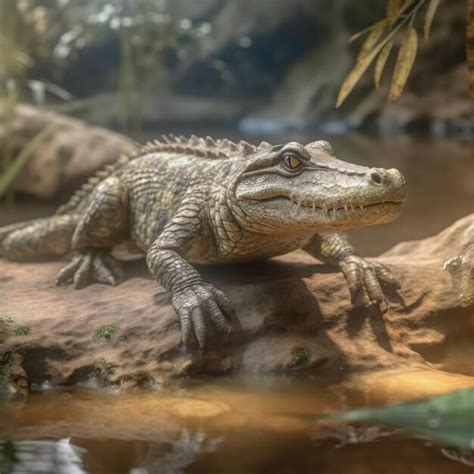 Premium AI Image | Crocodile in natural habitat generative AI