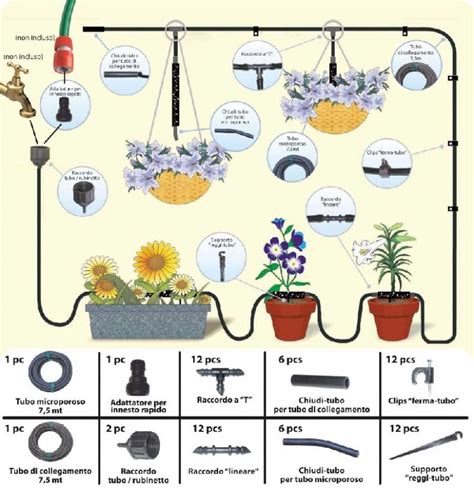 Irrigazione Vasi Kit Da Balcone Mt Con Tubo Microporoso Mondo Verde