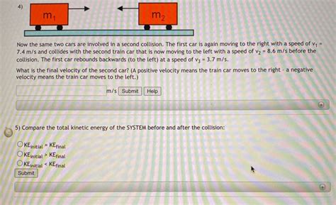 Solved M1 M2 A Train Car With Mass My 689 Kg Is Moving To Chegg