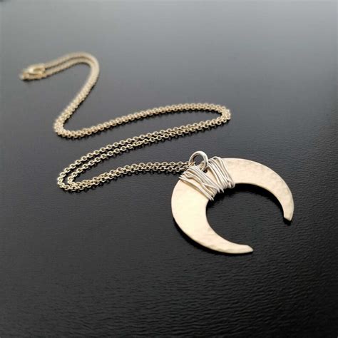 Two Tone Crescent Moon Necklace Upside Down Half Moon Etsy