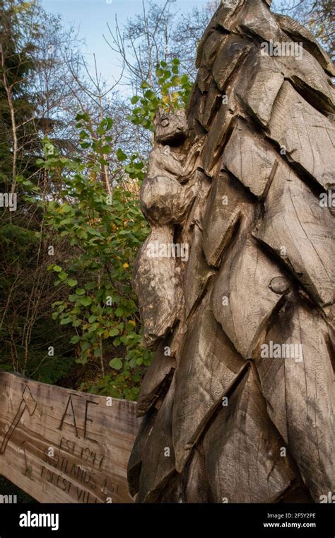 Woodland Sculptures Commemorting Ae Village Ae Forest Dumfries And