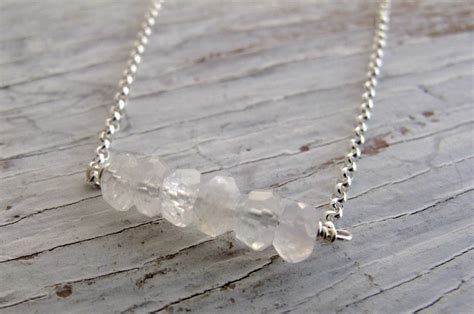 Birthstone Necklace Moonstone Bar Necklace April Birthday - Etsy