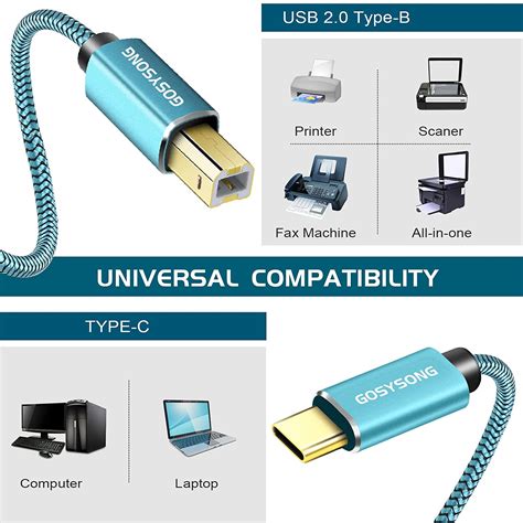 Buy Gosysong Usb C Printer Cable 20ft Usb Printer Cord Type C To B