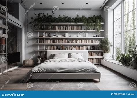 Cozy Bright Bedroom With Indoor Plants Stock Photo Image Of Garden