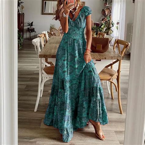 Robe Longue Vintage Style Boh Me Pour Femmes Tenue L Gante Imprim