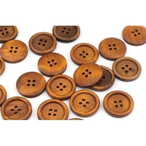 Lot De Boutons Ronds En Bois Tendae Avec Trous Mm Pour