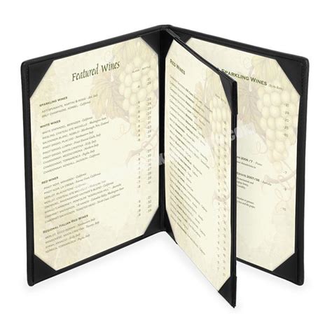 Triple Folded A4 Leather Menu Folder 8 5 X 11 Restaurant Menu Cover