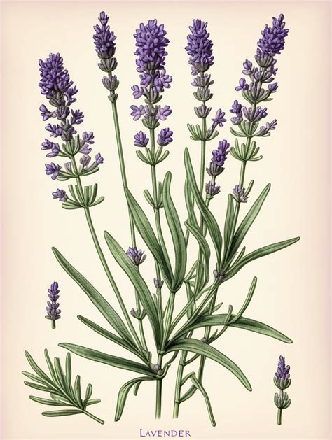 Botanical Illustration of plant lavender | MUSE AI