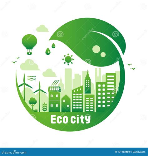 Concepto Ecol Gico Ecol Gico De Ilustraci N Vectorial De Ciudades