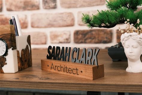 Personalized Wooden Name Plate Office Desk Sign Coworker Gift Desk