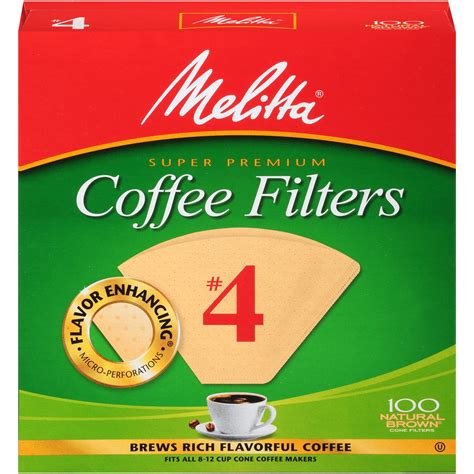 Melitta #4 Natural Brown Cone Coffee Filters, 100 Ct - Walmart.com