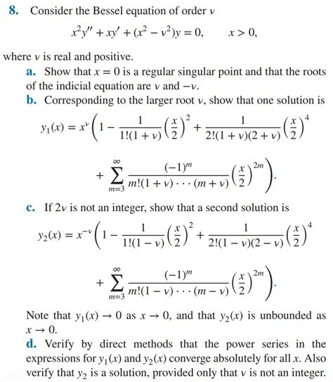 Solved 8 Consider The Bessel Equation Of Order V Chegg