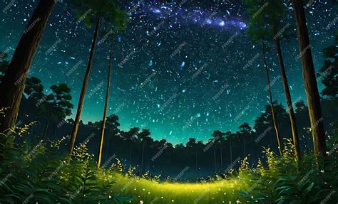 Premium AI Image | Fireflies in the Night Forest