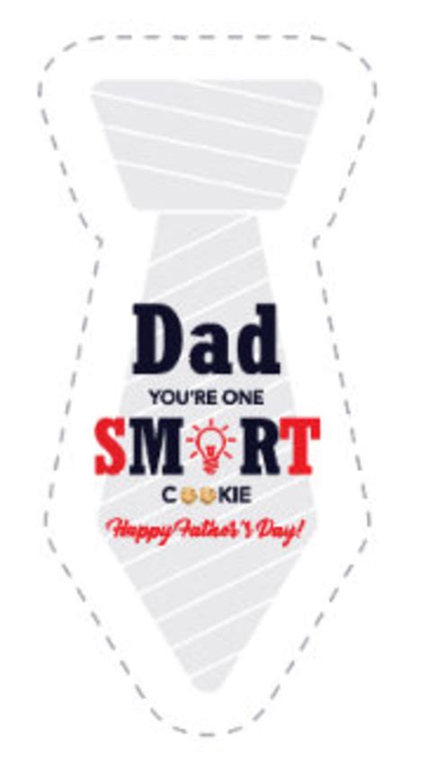 Dad Youre One Smart Cookie Tag Tie Shape Printable Etsy