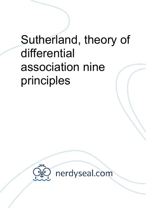 Sutherland Theory Of Differential Association Nine Principles