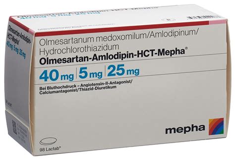 Olmesartan Amlodipine Hct Hct Mepha Lactab 40mg 5mg 25mg Blist 98 Stk Online Bestellen