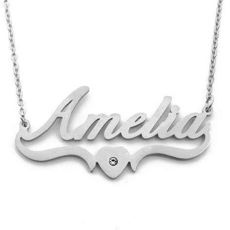 Name Necklace AMELIA Personalized Custom Made Heart Shaped 18ct Gold ...