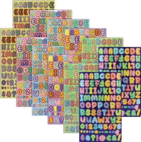 Amazon.com: 20 Sheets Scrapbook Letter Stickers, Colorful Self Adhesive ...