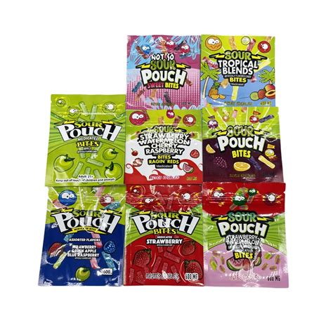 Wholesale Sour Pouch Candy Packing Bags 600 Mg Plastic Bites Edibles Packaging Mylar Bag With ...