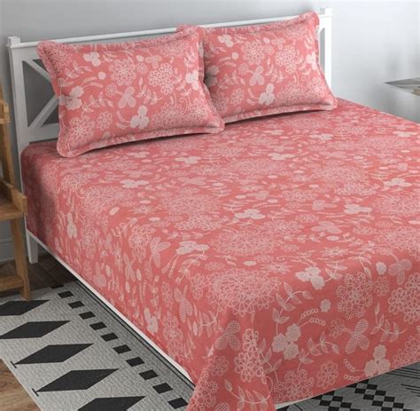 Bsb Home Tc Cotton Feel Bedsheet For Double Bed With Two King