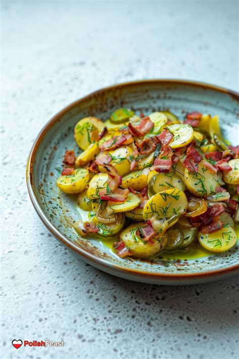 Warm Polish Potato Salad With Vinegar, Bacon, And Onion