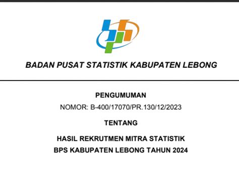 Daftar Lengkap Nama Nama Pengumuman Mitra Statistik Bps 2024 Lebong