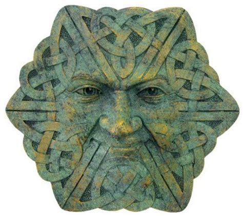 4 Inch Hand Painted Resin Greenman Celtic Face Wall Plaque Want To