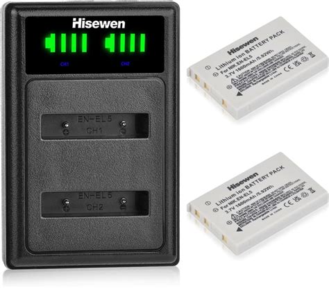 Amazon Hisewen EN EL5 Battery 2 Pack And Dual USB Charger For