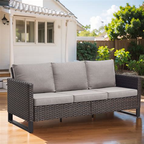 Wade Logan® Broxson 74 Wicker Outdoor Patio Sofa And Reviews Wayfair Canada