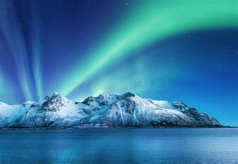 Aurora Borealis En Las Islas De Lofoten Noruega Aurora Boreal Verde