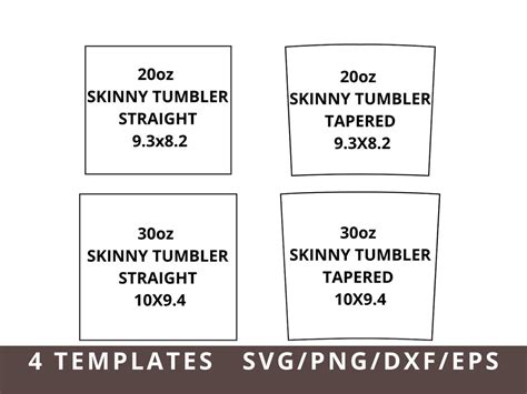 20oz Skinny Tumbler Template Tapered Straight Tumbler Template Svg Dxf